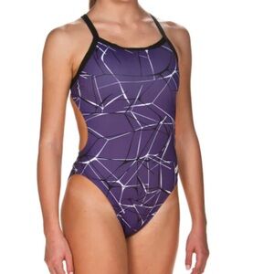 Speedo Black and Purple size 8 Grid Swimsuit